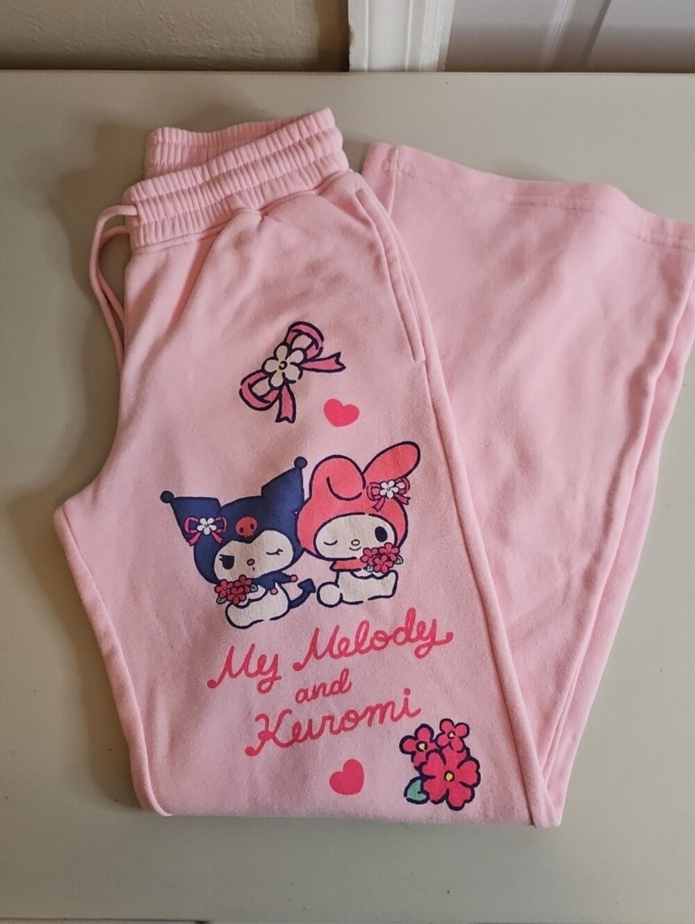 My Melody & Kuromi Friendship Pink Sweatpants Womens Size XXS